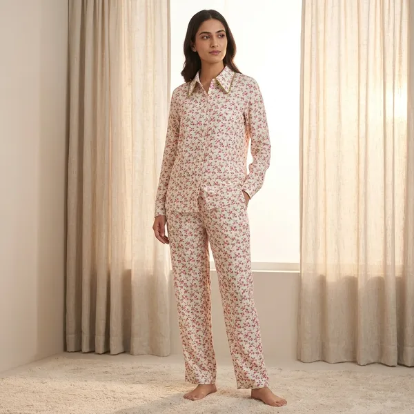 Multicolour_Floral_Viscose_Rayon_Shirt_Pyjama_Co-Ord_Set_For_Women