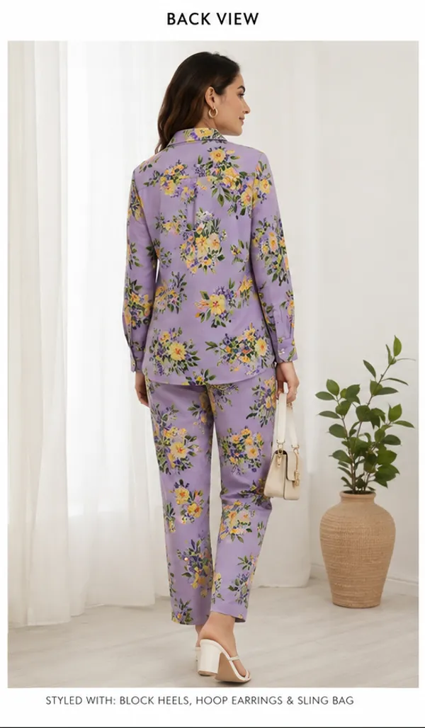 Lavender_Viscose_Rayon_Floral_Print_Shirt_Pajama_Co-Ord_Set_For_Women