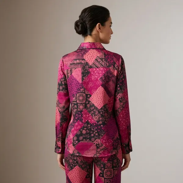 Maroon_Black_Print_Shirt_Pyjama_Co-Ord_Set_For_Women