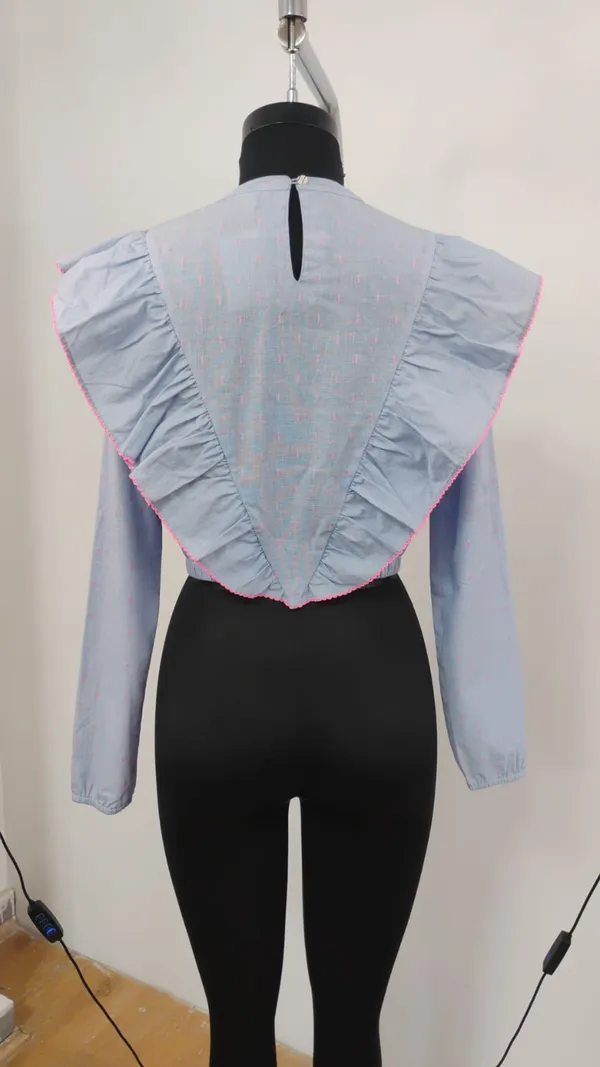 Light_Blue_Cotton_Ruffled_Collar_Crop_Top_For_Women