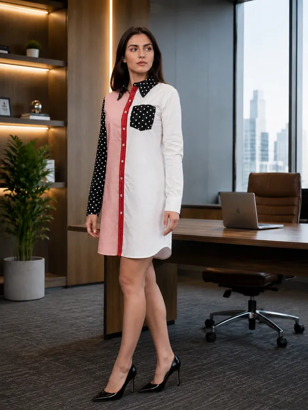 Scarlet_Noir_Contrast_Polka_Dot_Shirt_Dress