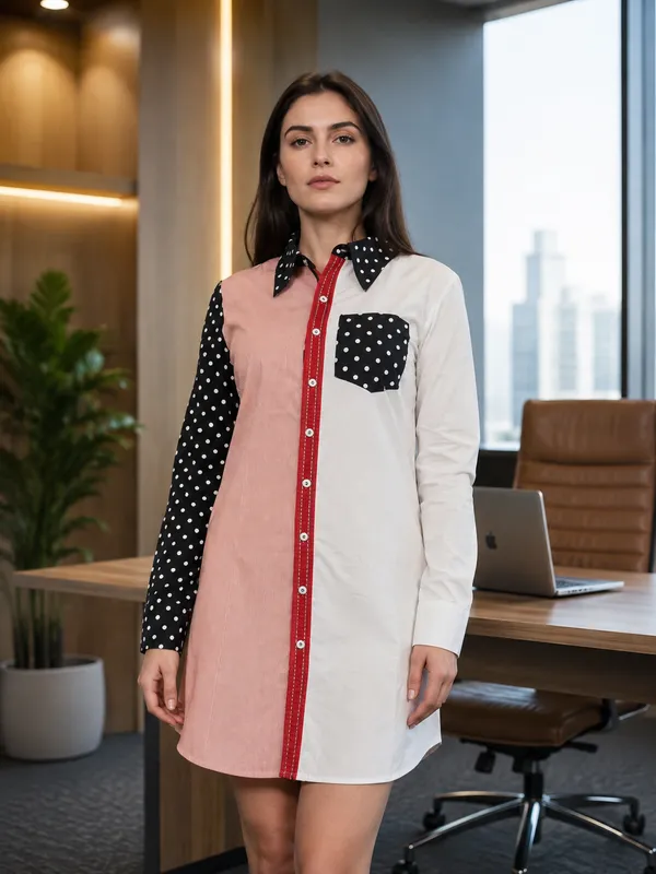 Scarlet_Noir_Contrast_Polka_Dot_Shirt_Dress