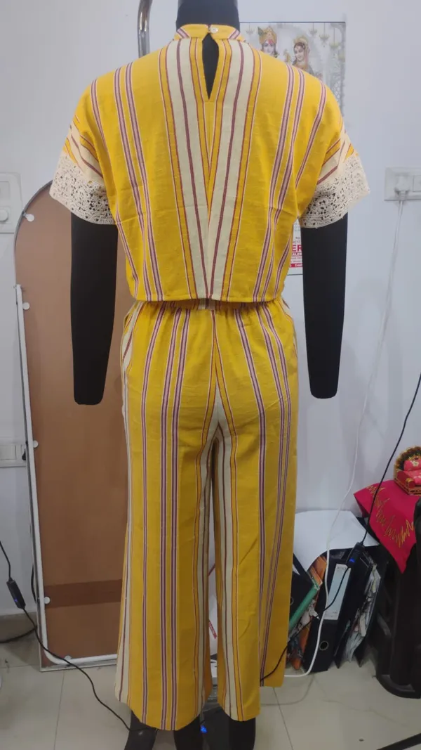 Yellow_Cotton_Striped_Lace_Sleeve_Crop_Top_Co-Ord_Set_For_Women