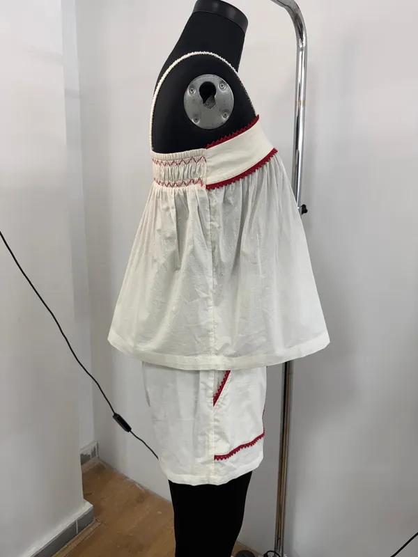 White_&_Red_Cotton_Camisole_Loungewear_Set_For_Women