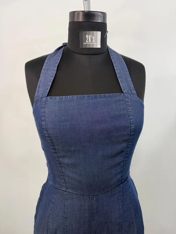 Navy_Blue_Tencel_Denim_Halter_Neck_Smocked_Back_Jumpsuit_For_Women