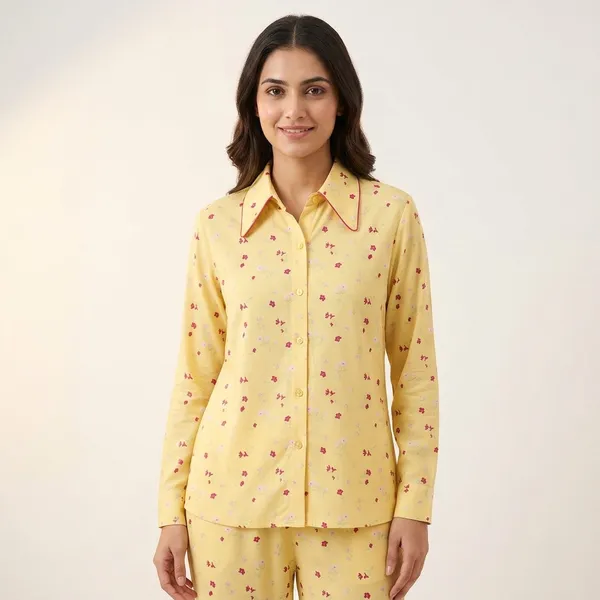 Yellow_Floral_Viscose_Rayon_Shirt_Pajama_Co-Ord_Set_For_Women