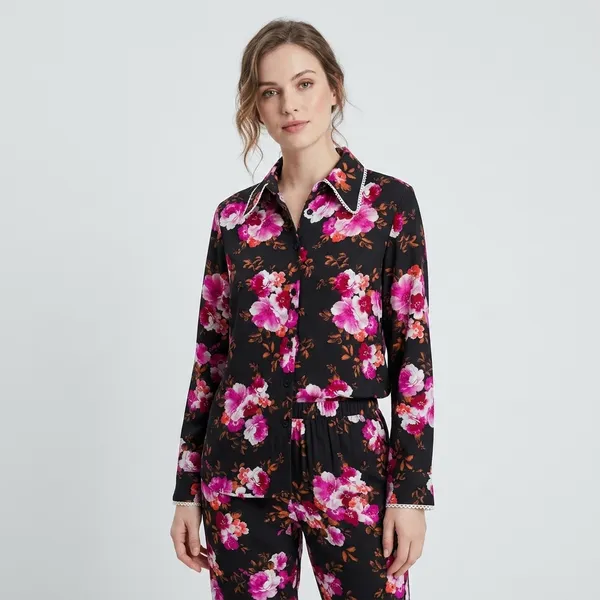 Black_Floral_Viscose_Rayon_Shirt_Pajama_Co-Ord_Set_For_Women