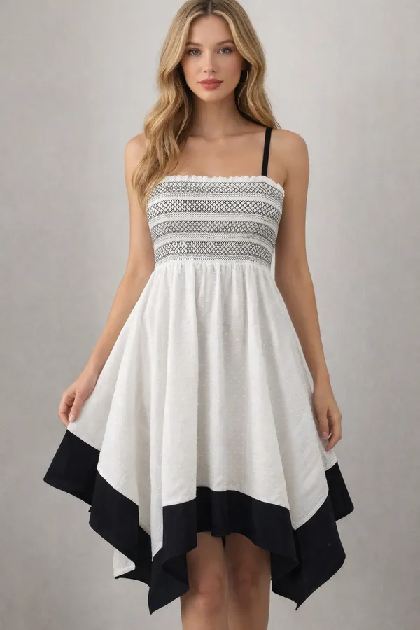 Off_White_Black_Cotton_Dobby_Strapless_Smocked_Asymmetric_Dress_For_Women