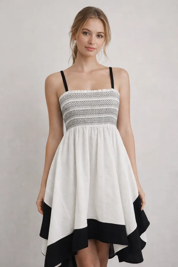 Off_White_Black_Cotton_Dobby_Strapless_Smocked_Asymmetric_Dress_For_Women