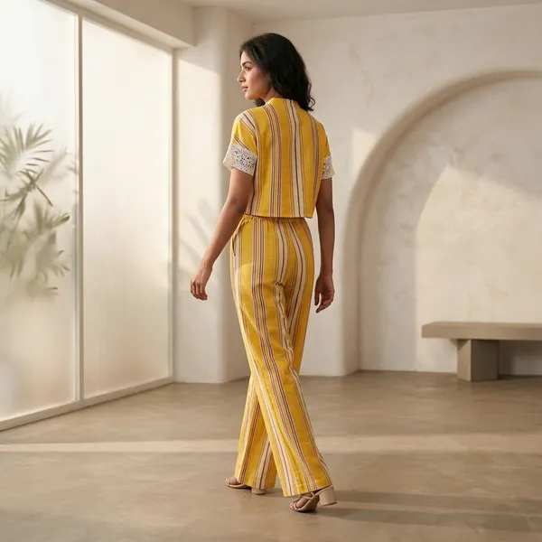 Yellow_Cotton_Striped_Lace_Sleeve_Crop_Top_Co-Ord_Set_For_Women