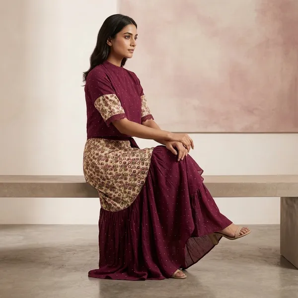 Maroon_Polka_Dot_Cotton_Crepe_Crop_Top_Asymmetric_Skirt_Co-Ord_Set_For_Women
