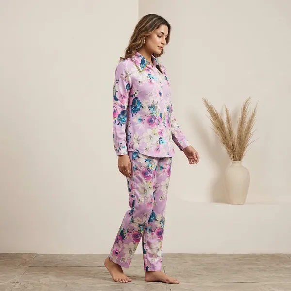 Multicolour_Floral_Viscose_Rayon_Shirt_Pyjama_Co-Ord_Set_For_Women