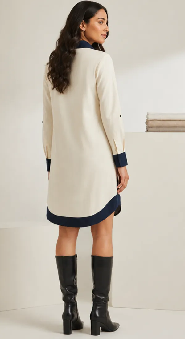 Navy_Blue_&_White_Cotton_Dobby_Color_Block_Shirt_Dress_For_Women