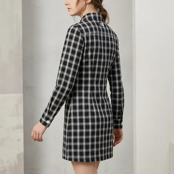 Check_Yarn_Dyed_Cotton_Plaid_Button-Down_Shirt_Dress_For_Women