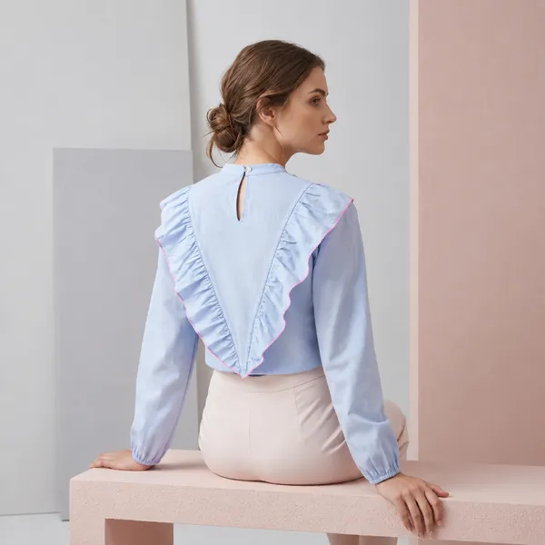 Light_Blue_Cotton_Ruffled_Collar_Crop_Top_For_Women