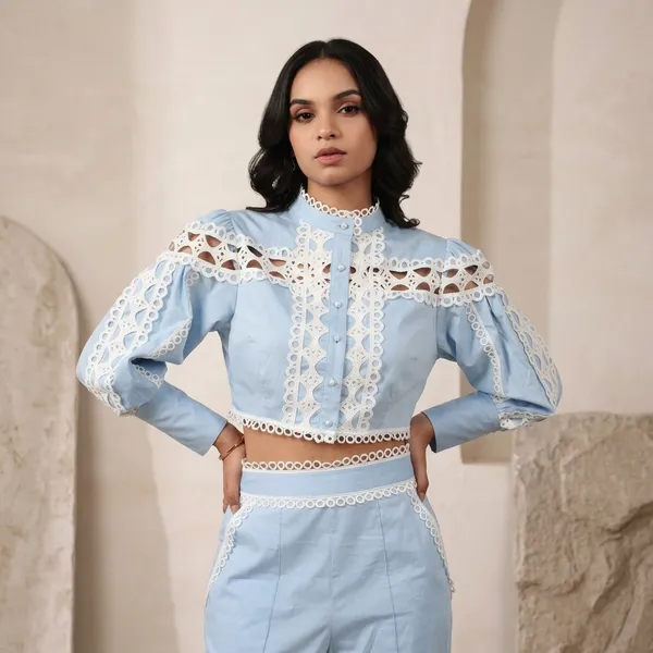 Blue_Cotton_Poplin_Structured_Crop_Blouse_For_Women
