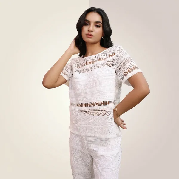 Ivory_Lace_Knit_Lined_Top_For_Women