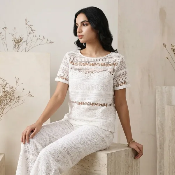 Ivory_Lace_Knit_Lined_Top_For_Women