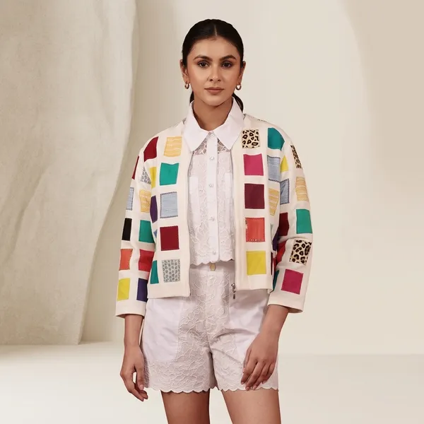 Ivory_Stretch_Moss_Crepe_Patchwork_Applique_Jacket_For_Women