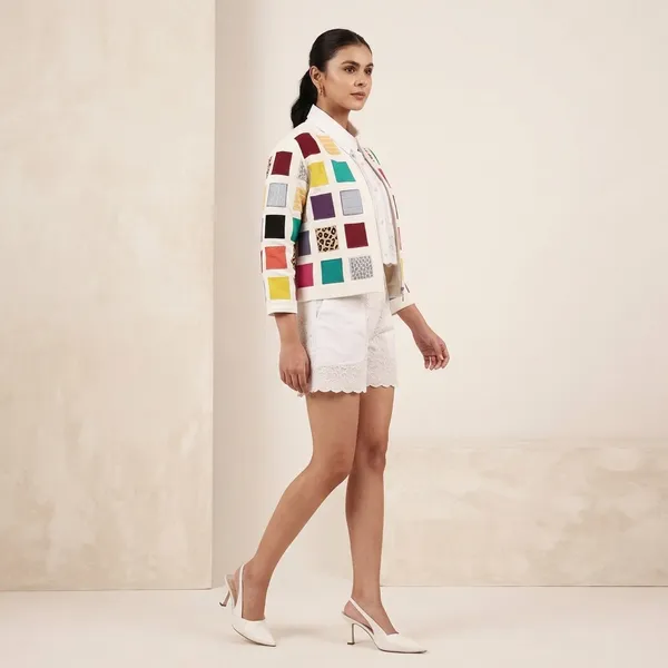 Ivory_Stretch_Moss_Crepe_Patchwork_Applique_Jacket_For_Women