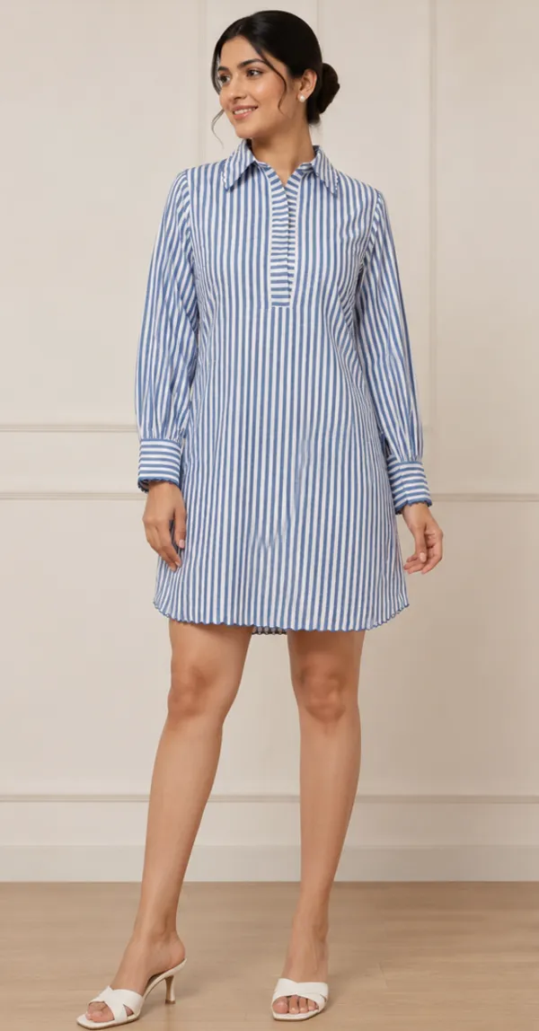 Blue_Stripe_Cotton_Relaxed_Fit_Tunic_Shirt_For_Women