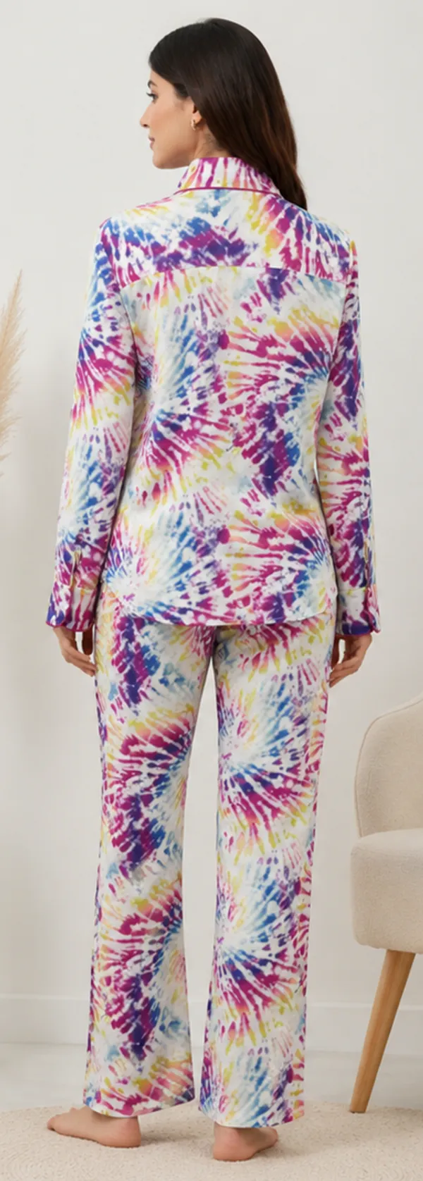 Multicolor_Viscose_Rayon_Tie-Dye_Shirt_Pajama_Co-Ord_Set_For_Women