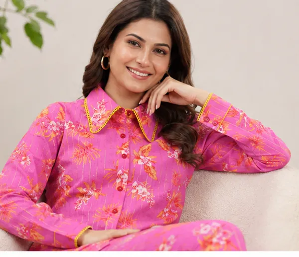 Pink_Floral_Viscose_Rayon_Shirt_Pajama_Co-Ord_Set_For_Women