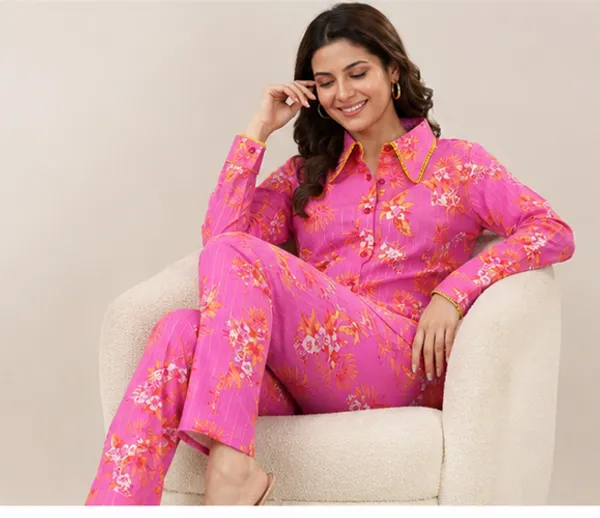 Pink_Floral_Viscose_Rayon_Shirt_Pajama_Co-Ord_Set_For_Women