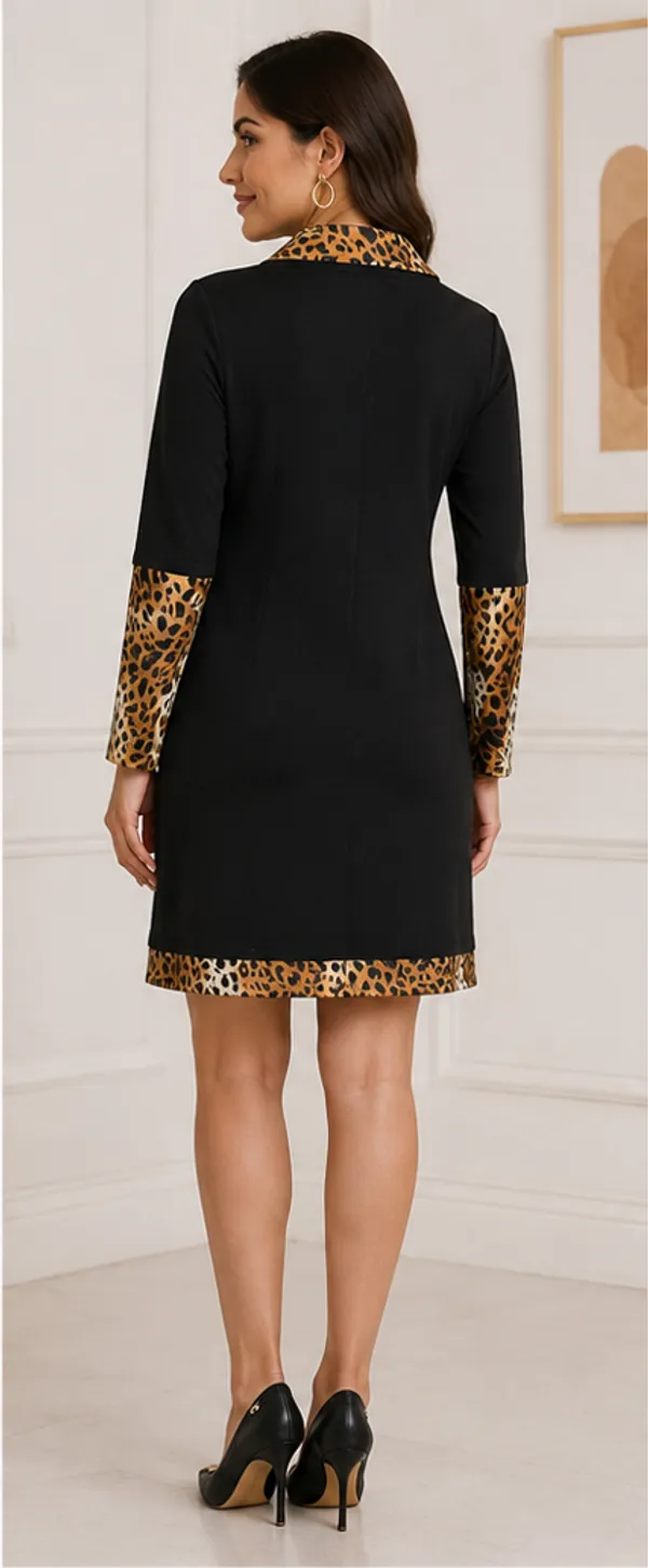 Black_Poly_Spandex_Knit_Animal_Print_Midi_Bodycon_Dress_For_Women
