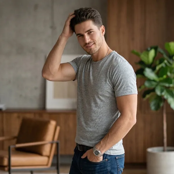 Shorttall_Plain_Round_Neck_Cotton_Tee_Grey