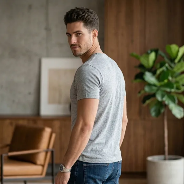 Shorttall_Plain_Round_Neck_Cotton_Tee_Grey