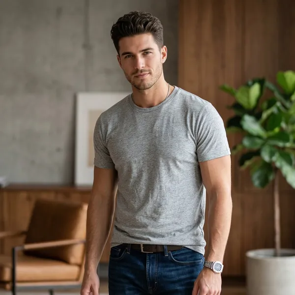 Shorttall_Plain_Round_Neck_Cotton_Tee_Grey