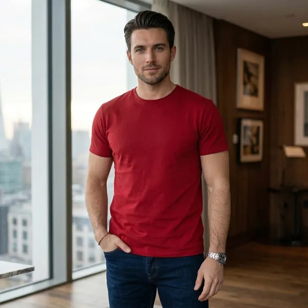 Shorttall_Plain_Round_Neck_Cotton_Tee_Red_Red