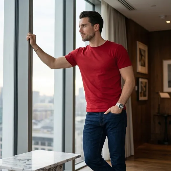 Shorttall_Plain_Round_Neck_Cotton_Tee_Red_Red