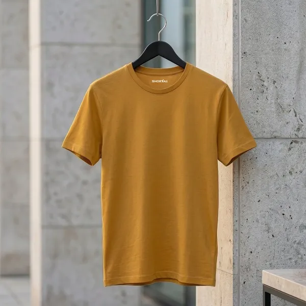 Shorttall_Plain_Round_Neck_Cotton_Tee_Yellow_Yellow