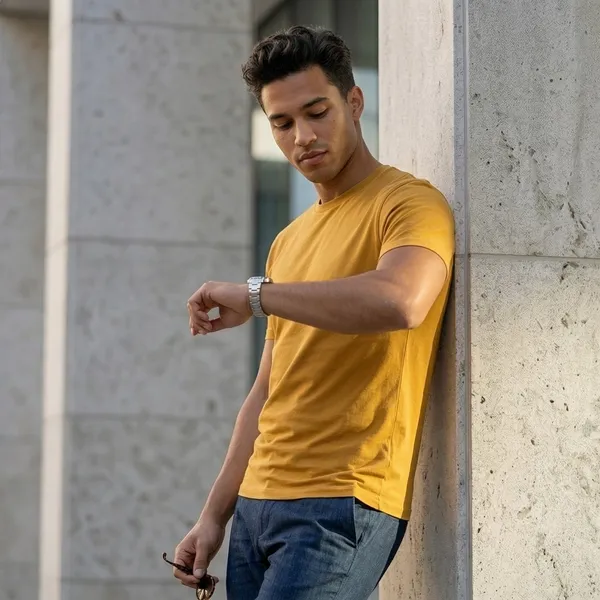 Shorttall_Plain_Round_Neck_Cotton_Tee_Yellow_Yellow