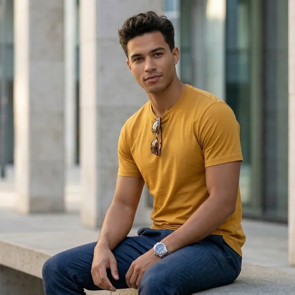Shorttall_Plain_Round_Neck_Cotton_Tee_Yellow_Yellow