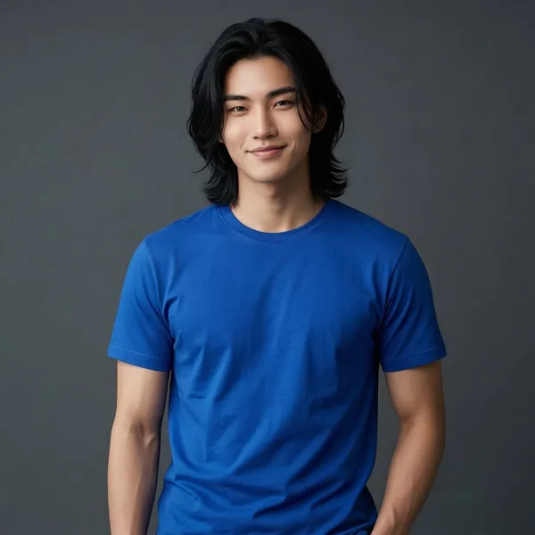 Shorttall_Plain_Round_Neck_Cotton_Tee_Royal_Blue