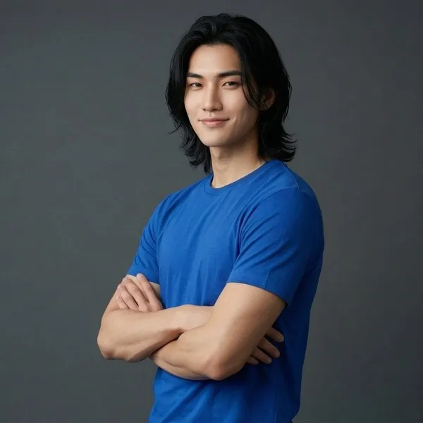 Shorttall_Plain_Round_Neck_Cotton_Tee_Royal_Blue