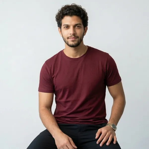 Shorttall_Plain_Round_Neck_Cotton_Tee_Maroon_Maroon