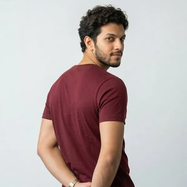 Shorttall_Plain_Round_Neck_Cotton_Tee_Maroon_Maroon