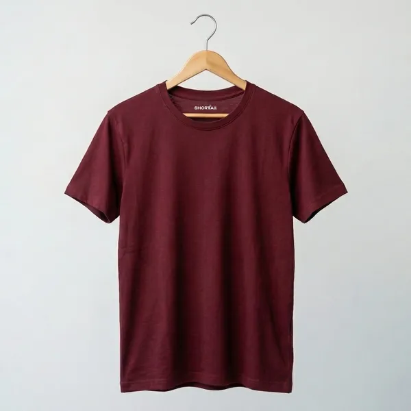 Shorttall_Plain_Round_Neck_Cotton_Tee_Maroon_Maroon