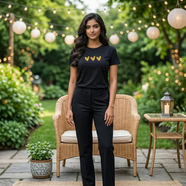 Shorttall_Premium_Women_S_T_Shirt_Triple_Gold_Hearts_Luxe_Minimal_Edition_Black