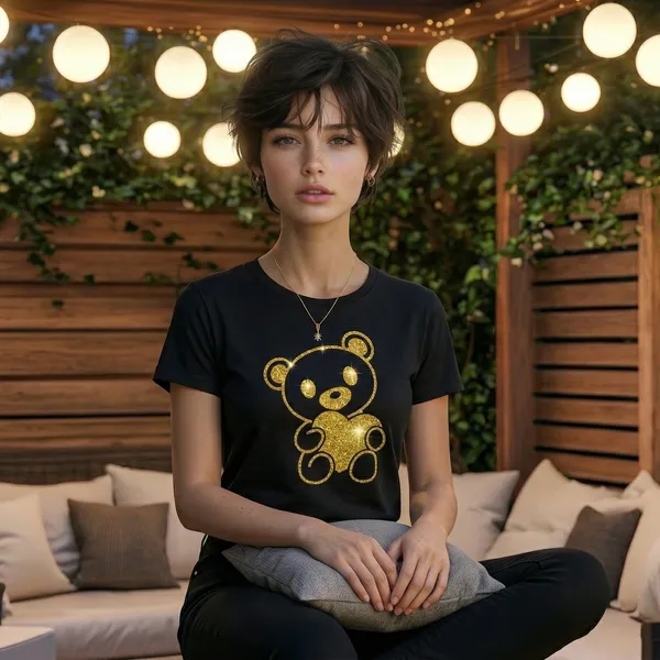 Shorttall_Premium_Women_S_T_Shirt_Golden_Teddy_Sparkle_Luxe_Edition_Black