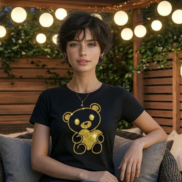Shorttall_Premium_Women_S_T_Shirt_Golden_Teddy_Sparkle_Luxe_Edition_Black