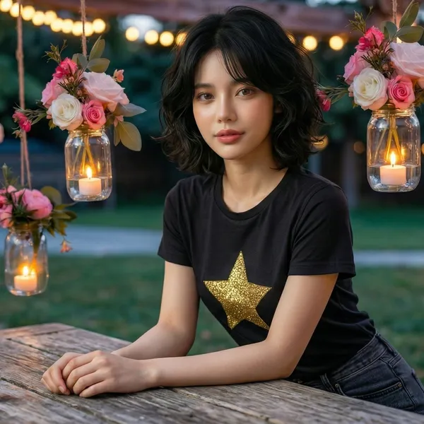 Shorttall_Premium_Women_S_T_Shirt_Golden_Star_Luxe_Sparkle_Edition_Black