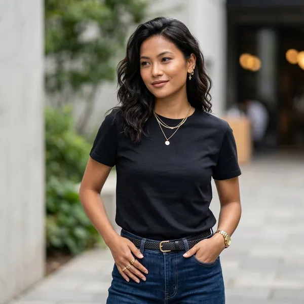 Shorttall_Plain_Round_Neck_Cotton_Women_S_Tee_Black_Black