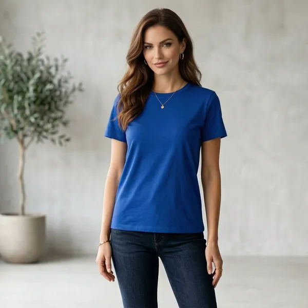 Shorttall_Plain_Round_Neck_Cotton_Women_S_Tee_Royal_Blue_Blue