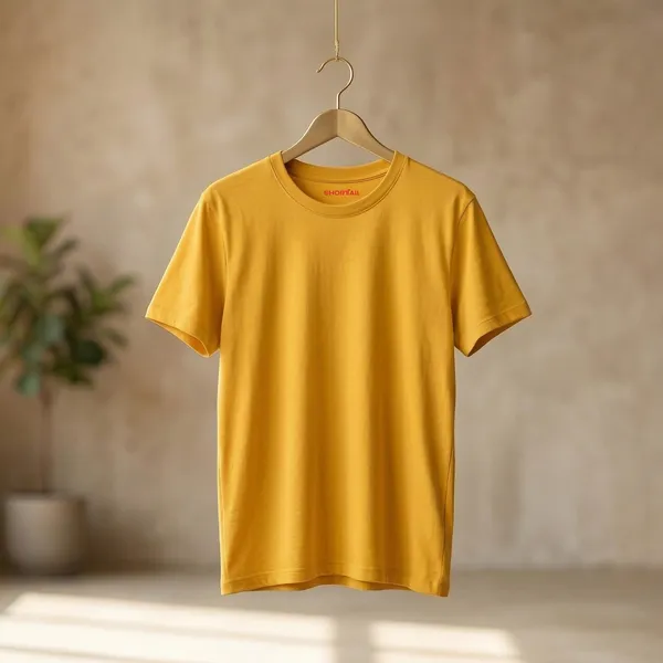 Shorttall_Plain_Round_Neck_Cotton_Women_S_Tee_Yellow_Yellow