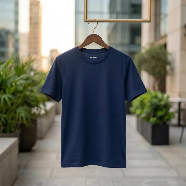 Shorttall_Plain_Round_Neck_Cotton_Women_S_Tee_Navy_Blue_Navy